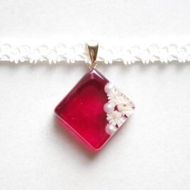 【受注製作】レジンアート　スクエアモチーフとタティングレースとサテンリボンのチョーカー〈暁の鐘が聞こえる〉