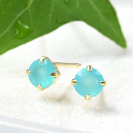 K18 シーブルーカルセドニ ピアス CK051CIBSN