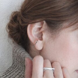 【受注制作】Square & Circle リング・イヤーカフ 2点セット（シルバー）