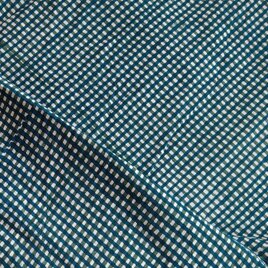 インド ブロックプリント生地 [50cm単位切り売り] サンガネリ ミニチェック グリーンXブルー SA IF0453