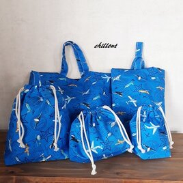 【入園・入学】入園バッグ5点セット：飛行機：ブルー【0538】