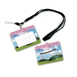 IDケース/IDカードホルダー/パスケース【ほのぼのにゃんこ（さくら銀河鉄道）】（名入れ可）