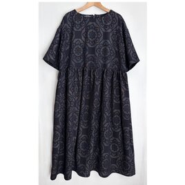 着物リメイク小千谷紬のワンピース