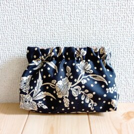 リバティ　バネ口ポーチ　12cm口金　マロリー　ブラック　645