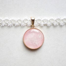 【受注製作】レジンアート　ラウンドモチーフとタティングレースとサテンリボンのチョーカー〈夢うつつ〉