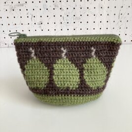 WOOL!洋なしのポーチ*グリーン×ブラウン