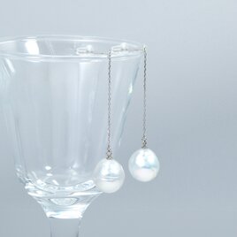 プラチナ 南洋真珠 ピアス ロング CI042CIBSN