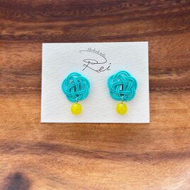 水引梅結びビーズピアス