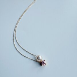 自分へのご褒美ジュエリー〜4月の誕生石〜春色桜ピンクモアサナイトとあこやパールのスルーネックレス