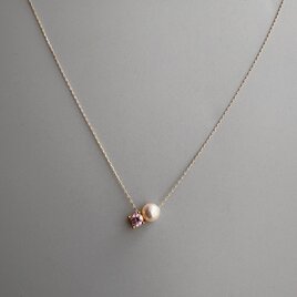 自分へのご褒美ジュエリー〜4月の誕生石〜春色桜ピンクモアサナイトとあこやパールのスルーネックレス