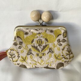 点と線模様製作所　リスノモリ　木玉親子がま口ミニ財布　