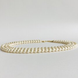 貝パール3連ネックレス/約6.5mm約38/40/43cm+5cm/クリームツートン/made in japan