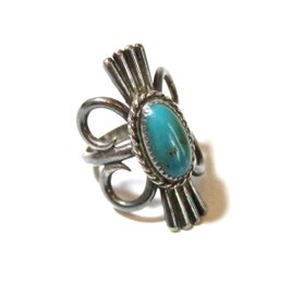 Vintage Triple Turquoise Silver 925 Indian Jewelry Ring