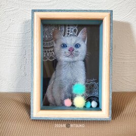 原画 1点もの ボールペン画 日本人作家 色鉛筆画 絵画 絵 アート 額入り 額装付き インテリア 猫の絵 ネコの絵 ねこ