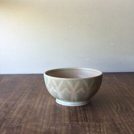 ボウル碗　並びうさぎ緑