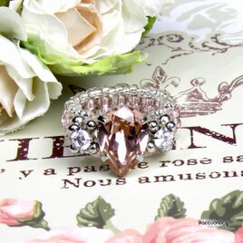 （新作）スワロ・ヴィンテージローズの雫リング〔スワロ/ジルコニア ビーズリング〕《ビーズアクセサリー》