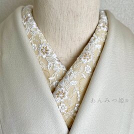 洗える刺繍半衿 ふっくら白花
