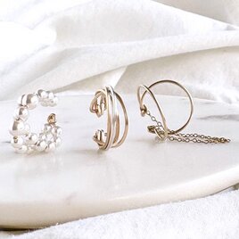【期間限定】【春の福袋】イヤーカフ3点セット　diagonal & pearl cross &Dainty