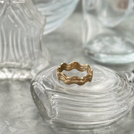 RA157-【 AVON 】エイボン・ヴィンテージリング Gold-tone Wave of Stackable Double