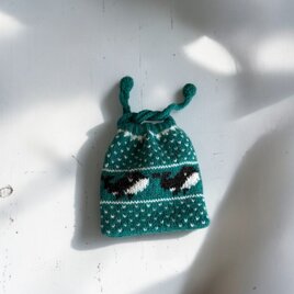 クジラの手編みミニ巾着