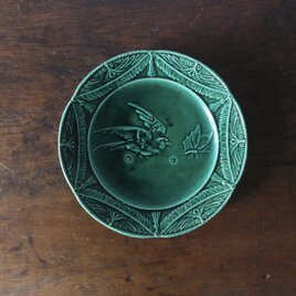 窯不明 バルボティーヌ 鳥と蝶 平皿 φ21.2cm フランス アンティーク ビンテージ 0502212