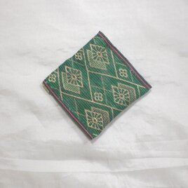 ぱくぱくケース（8cm）／畳縁（鮮やか緑に菱形）