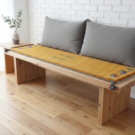 ペルシャ　ギャッベ ミニランナー　120x40cm  黄金色　ラクダ　生命の木　RJ16266