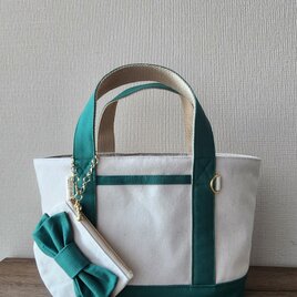 リボンポーチつき可愛いミニトートバッグ