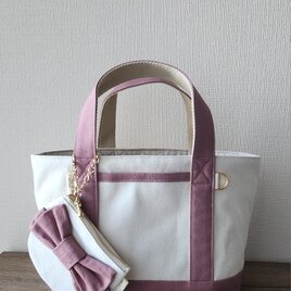 リボンポーチつき可愛いミニトートバッグ