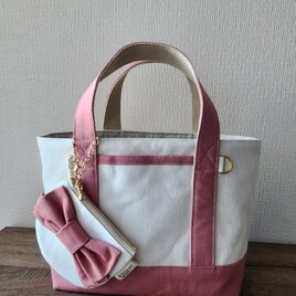 リボンポーチつき可愛いミニトートバッグ