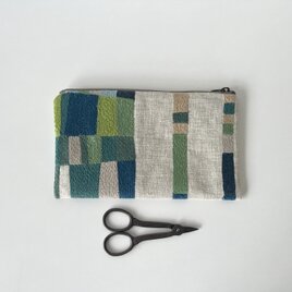 イギリス輸入生地のポーチ　グリーン
