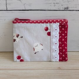 シマエナガが可愛い淡いグレーのミニミニポーチ