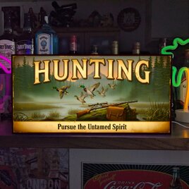 【オーダー無料 Lサイズ】ハンティング 鴨 カモ ライフル銃 狩猟 店舗 自宅 照明 ランプ 看板 置物 雑貨 ライトBOX