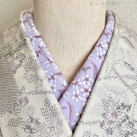 洗える刺繍半衿 白花ラベンダー