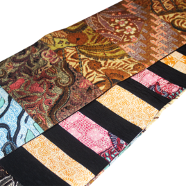 【一点もの】至高の伝統美 シルクジャワ更紗 正絹キリバミ半幅帯