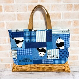 レッスンバッグ(裏キルト)　【パンダ★青】