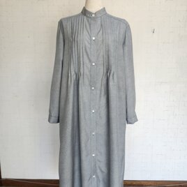 小紋リメイク　ピンタックシャツワンピース