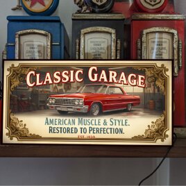 【車種変更OK オーダー無料】シボレー インパラ アメ車 ガレージ 店舗 自宅 照明 ランプ 看板 置物 雑貨 ライトBOX