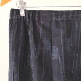 二部式スカート　紬（紺流線文）