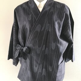 二部式上着  紬（紺流線文）ポケ〇