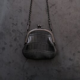 フレームネックレス SHC-73 ＜クロコダイル革 黒＞