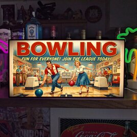 【オーダー無料】ボウリング 遊技場 ゲームセンター レトロ 店舗 自宅 照明 ランプ 看板 置物 雑貨 ライトBOX