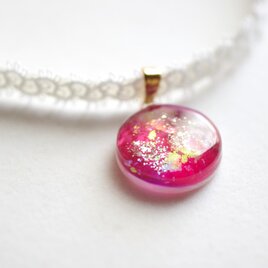 【受注製作】レジンアート　ラウンドモチーフとタティングレースとサテンリボンのチョーカー〈花の門〉