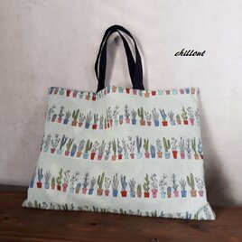 【入園・入学】レッスンバッグ：サボテン：エメラルド【0432】