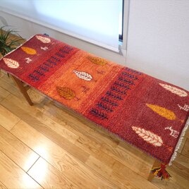 ペルシャ　ギャッベ ミニランナー　ラグ　116x42cm　茜色　橙色　糸杉　生命の木　ヤギ　羊　RJ15479