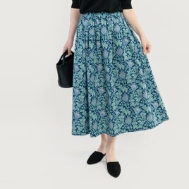 モリスの美しい柄を楽しむ ネイビー ブルー アネモネ 綿 ロングスカート ●MORRIE-ANBL-SK●