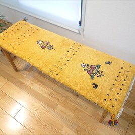 ペルシャ　ギャッベ　ミニランナー　細長いラグ　118x40cm  黄色　花　RJ15213