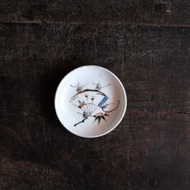 扇子と松竹梅◆瀬戸焼　色絵金彩小皿　骨董・antiques 丁寧な暮らしに。昭和初期