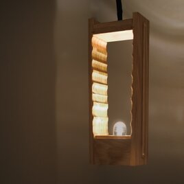 タモ無垢材の指物ペンダントライト｜和モダンのあかり｜E12・引掛シーリング対応