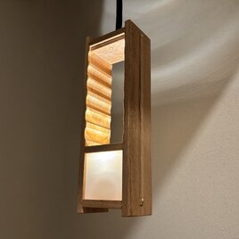 吊り行燈ペンダントライト｜タモ無垢材｜指物｜E12・引掛シーリング対応